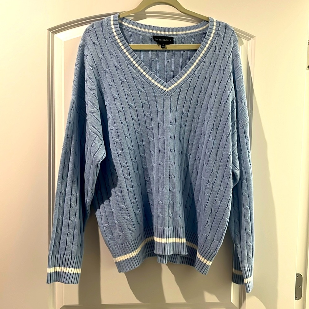Cotton Candy LA M Blue and White Sweater